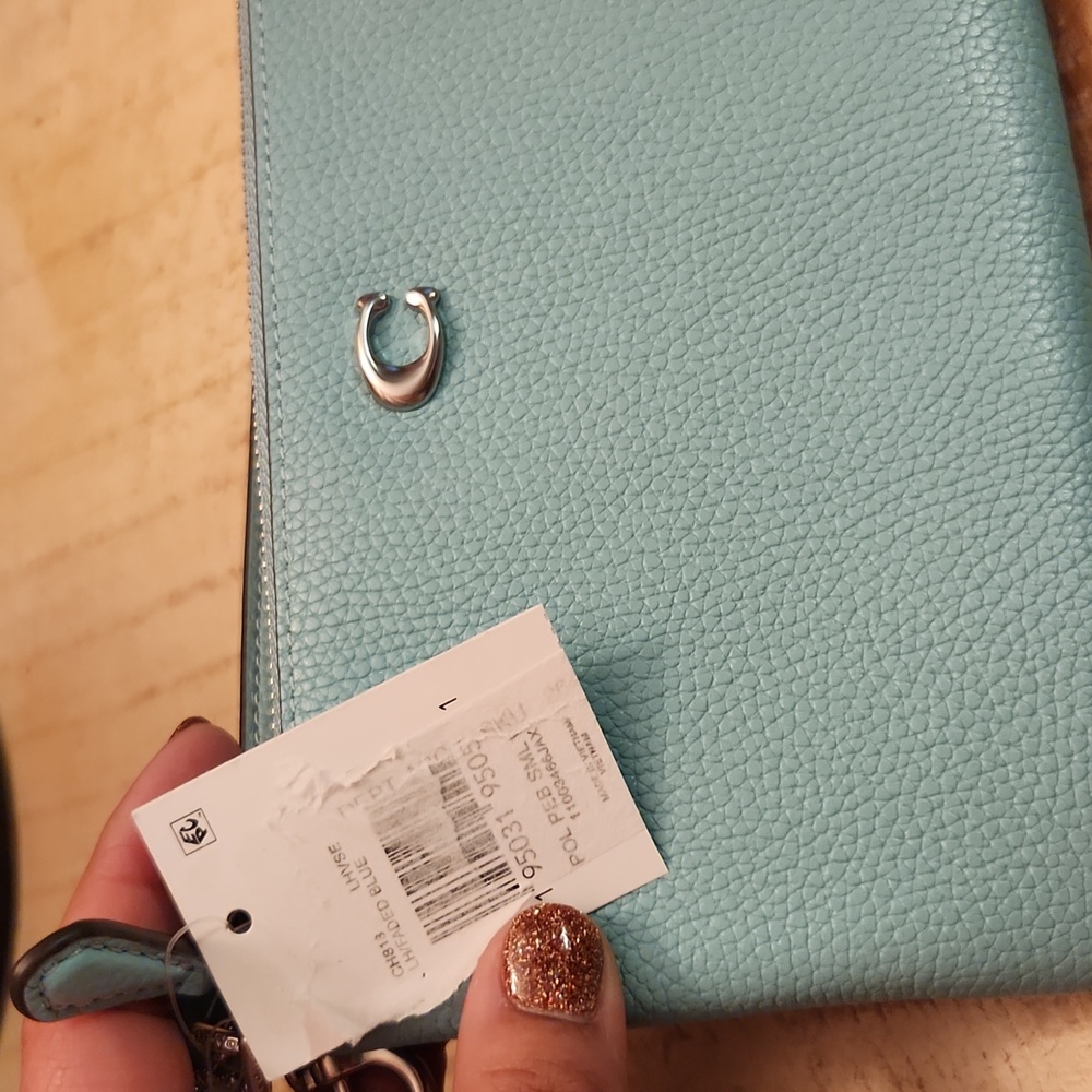 COACH SMALL WRISTLET (COACH CH818)SILVER/FADED BLUE NWT - Picture 4 of 7